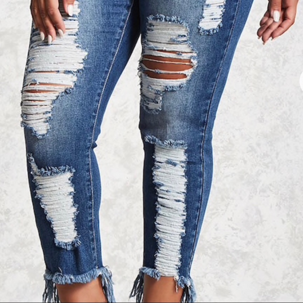 Forever 21 medium wash distressed jeans